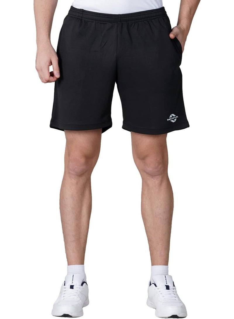 NIVIA Soccer Shorts – Black Medium, Lightweight Breathable Sports Shorts for Gym, Running, Yoga & Active Sports - Image 1